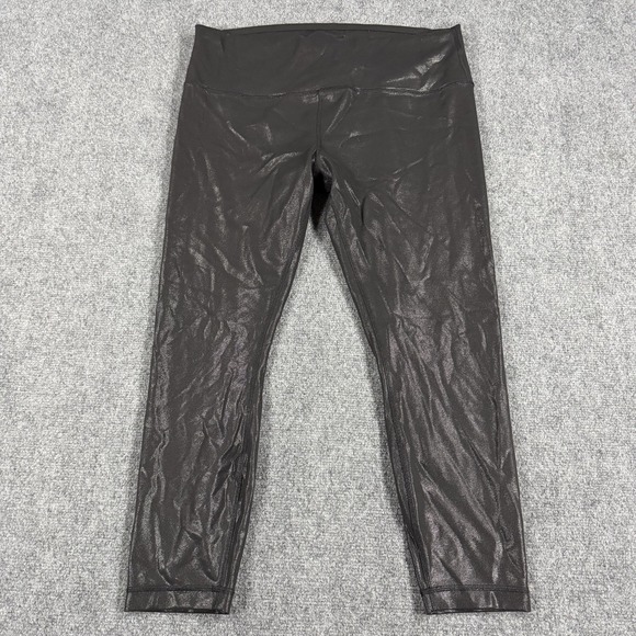 lululemon athletica Pants - Lululemon Wunder Train High Rise Tight Size 16 Black Foil Everlux Shiny 25"